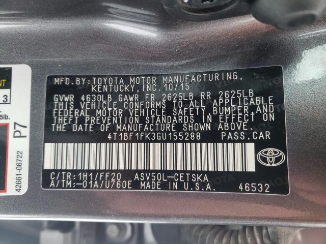 Photo 9 VIN: 4T1BF1FK3GU155288 - TOYOTA CAMRY LE 