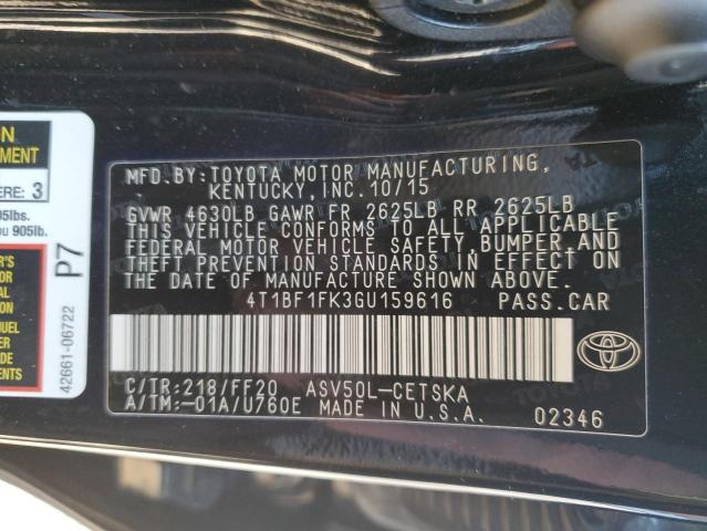 Photo 12 VIN: 4T1BF1FK3GU159616 - TOYOTA CAMRY LE 