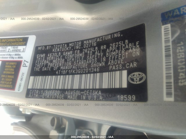 Photo 8 VIN: 4T1BF1FK3GU201346 - TOYOTA CAMRY 