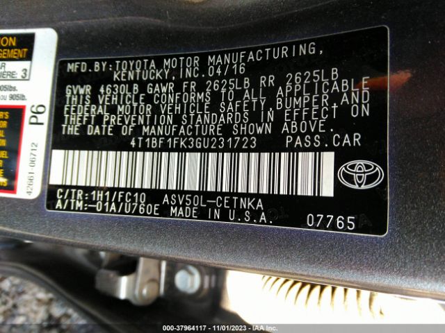 Photo 8 VIN: 4T1BF1FK3GU231723 - TOYOTA CAMRY 