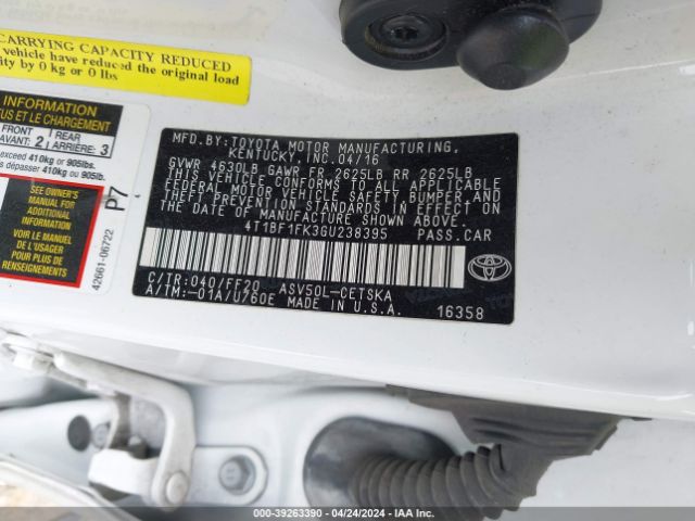 Photo 8 VIN: 4T1BF1FK3GU238395 - TOYOTA CAMRY 