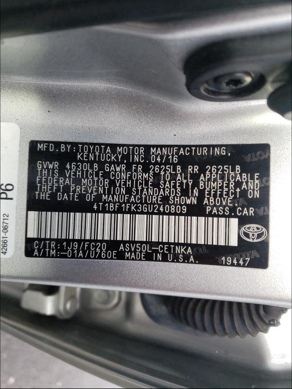 Photo 9 VIN: 4T1BF1FK3GU240809 - TOYOTA CAMRY 