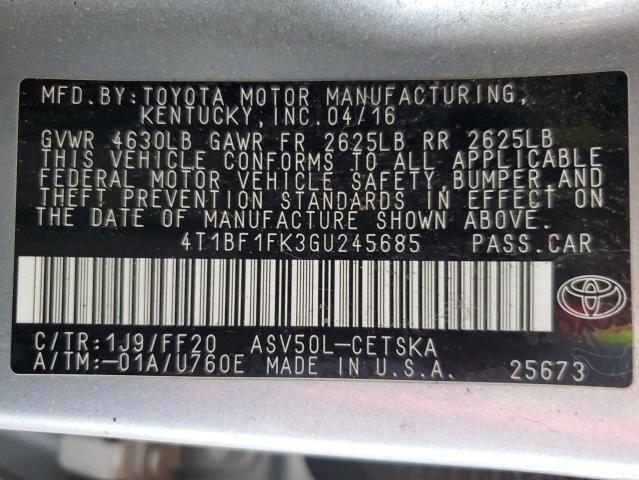 Photo 11 VIN: 4T1BF1FK3GU245685 - TOYOTA CAMRY LE 