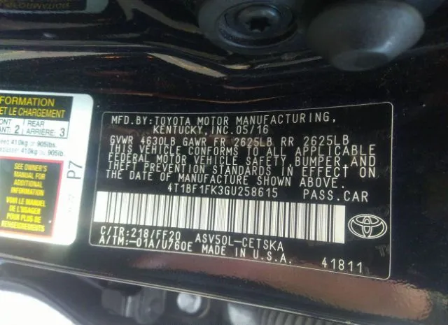 Photo 8 VIN: 4T1BF1FK3GU258615 - TOYOTA CAMRY 