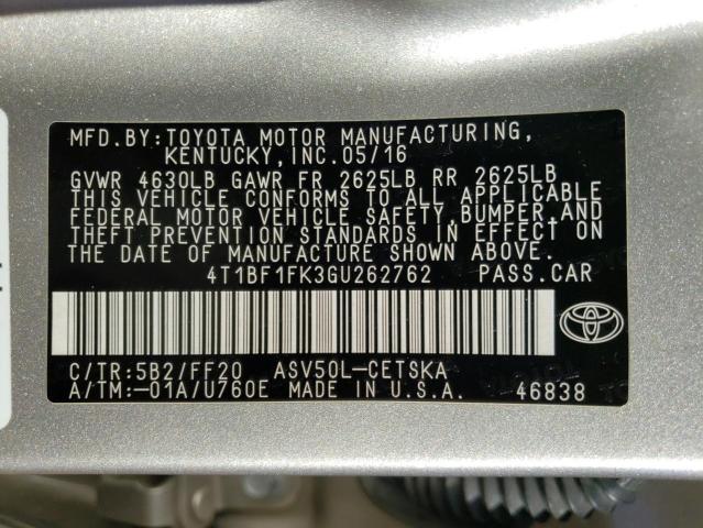 Photo 11 VIN: 4T1BF1FK3GU262762 - TOYOTA CAMRY LE 