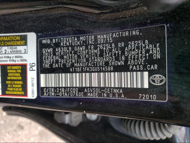 Photo 9 VIN: 4T1BF1FK3GU514588 - TOYOTA CAMRY LE 