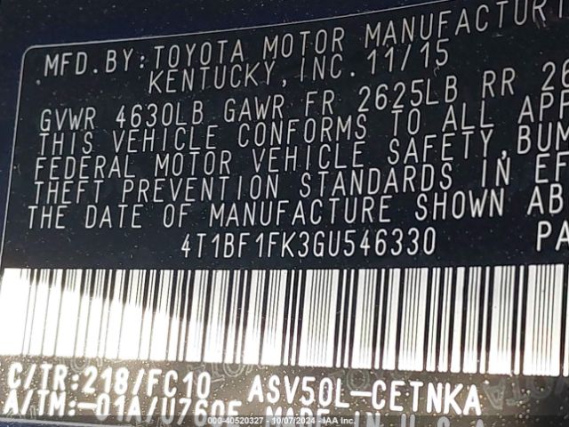 Photo 8 VIN: 4T1BF1FK3GU546330 - TOYOTA CAMRY 