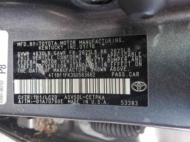 Photo 11 VIN: 4T1BF1FK3GU563662 - TOYOTA CAMRY 