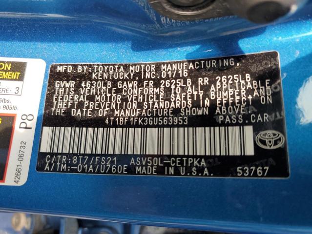 Photo 11 VIN: 4T1BF1FK3GU563953 - TOYOTA CAMRY LE 