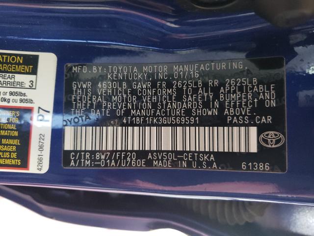 Photo 9 VIN: 4T1BF1FK3GU569591 - TOYOTA CAMRY LE 