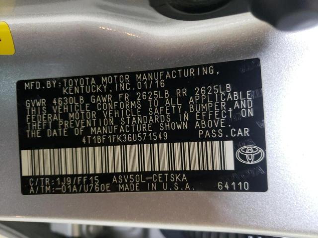 Photo 9 VIN: 4T1BF1FK3GU571549 - TOYOTA CAMRY LE 