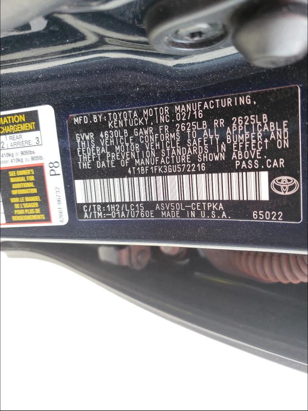 Photo 9 VIN: 4T1BF1FK3GU572216 - TOYOTA CAMRY LE 