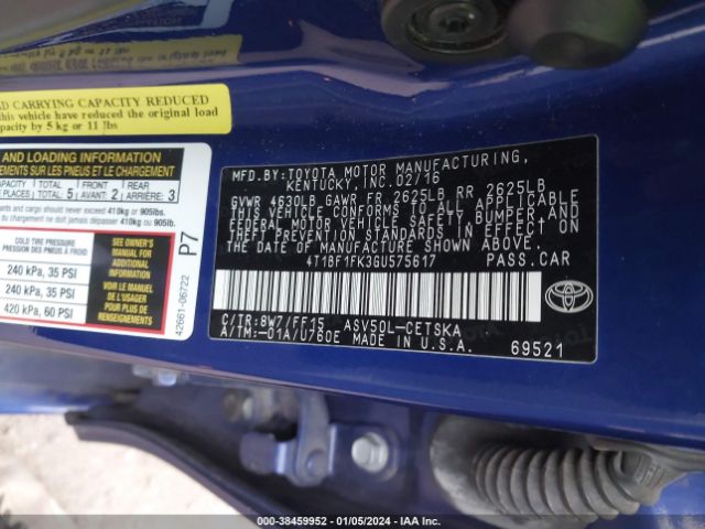 Photo 8 VIN: 4T1BF1FK3GU575617 - TOYOTA CAMRY 