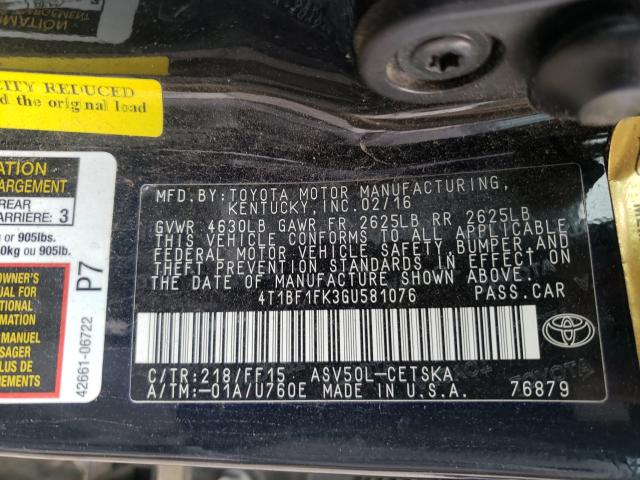 Photo 9 VIN: 4T1BF1FK3GU581076 - TOYOTA CAMRY LE 