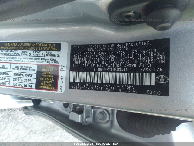 Photo 8 VIN: 4T1BF1FK3GU583541 - TOYOTA CAMRY 