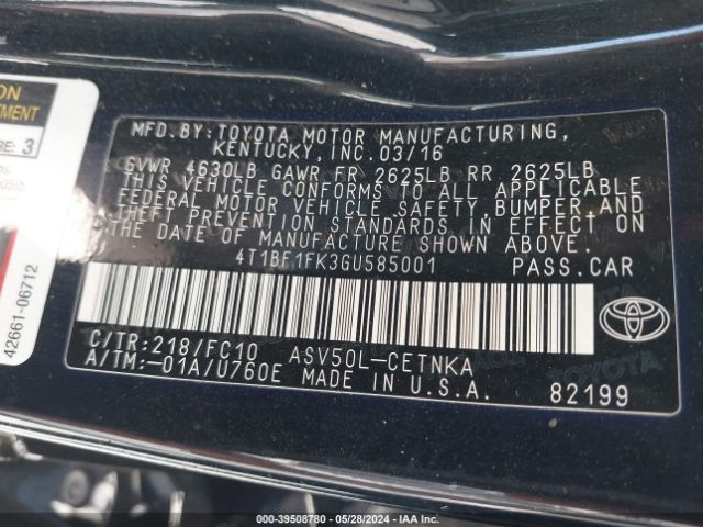 Photo 8 VIN: 4T1BF1FK3GU585001 - TOYOTA CAMRY 