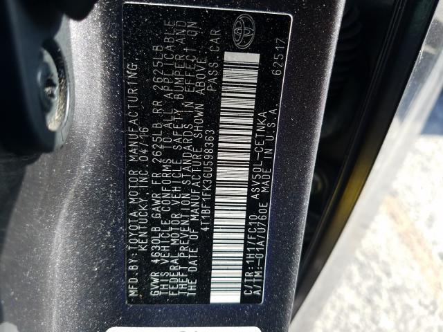 Photo 9 VIN: 4T1BF1FK3GU598363 - TOYOTA CAMRY LE 