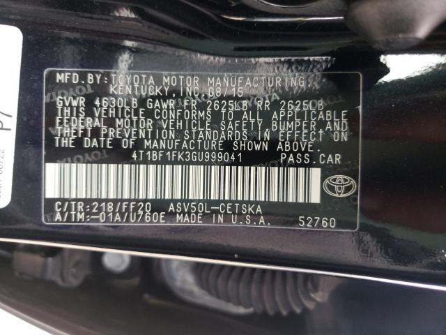 Photo 9 VIN: 4T1BF1FK3GU999041 - TOYOTA CAMRY LE 