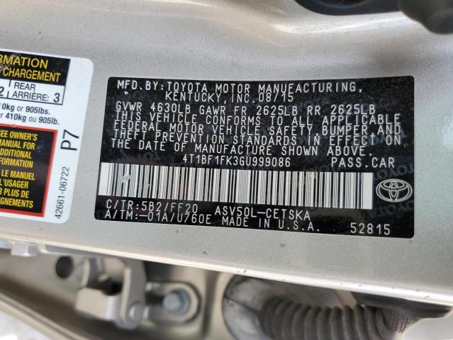 Photo 11 VIN: 4T1BF1FK3GU999086 - TOYOTA CAMRY LE 