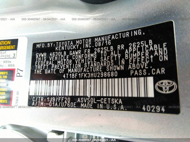 Photo 8 VIN: 4T1BF1FK3HU298680 - TOYOTA CAMRY 