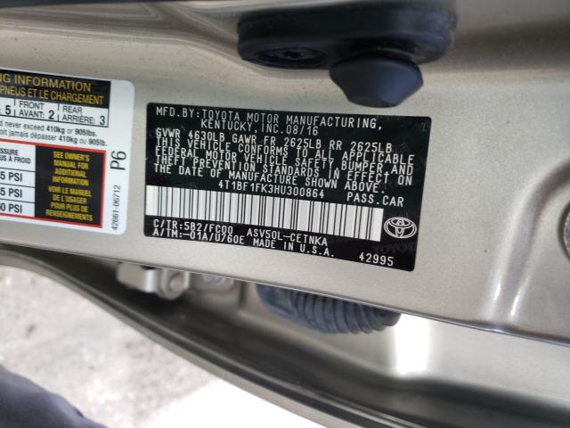 Photo 9 VIN: 4T1BF1FK3HU300864 - TOYOTA CAMRY LE 