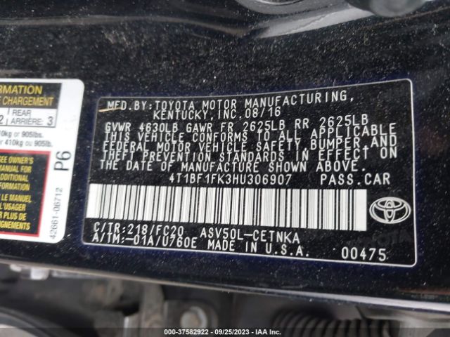 Photo 8 VIN: 4T1BF1FK3HU306907 - TOYOTA CAMRY 