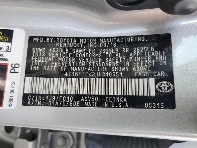 Photo 11 VIN: 4T1BF1FK3HU310651 - TOYOTA CAMRY LE 