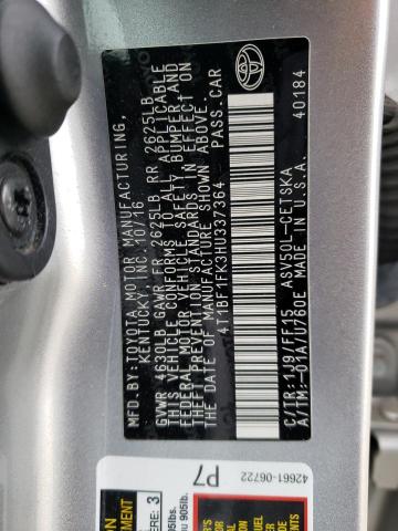 Photo 11 VIN: 4T1BF1FK3HU337364 - TOYOTA CAMRY 