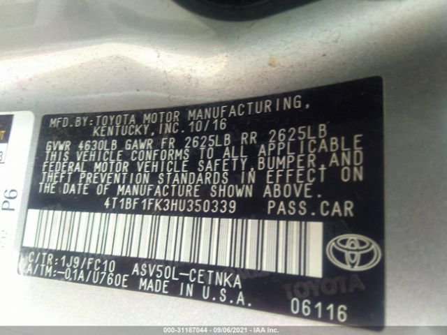 Photo 8 VIN: 4T1BF1FK3HU350339 - TOYOTA CAMRY 