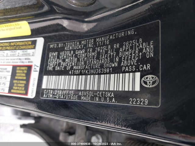 Photo 8 VIN: 4T1BF1FK3HU363981 - TOYOTA CAMRY 