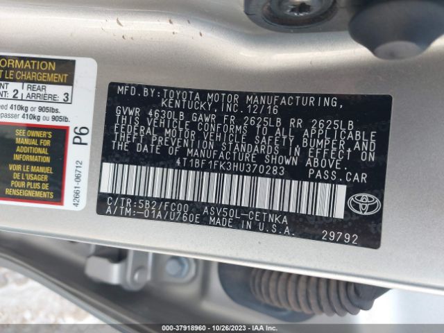 Photo 8 VIN: 4T1BF1FK3HU370283 - TOYOTA CAMRY 