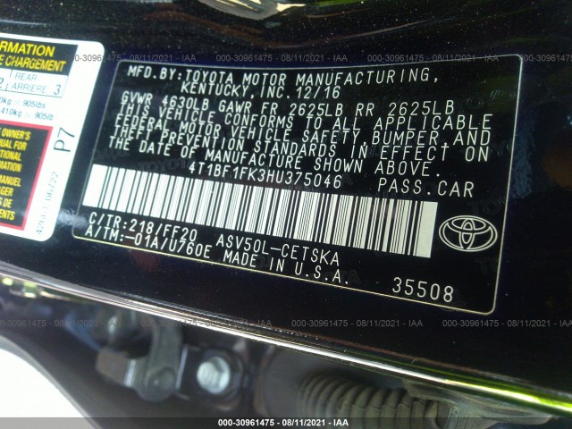 Photo 8 VIN: 4T1BF1FK3HU375046 - TOYOTA CAMRY 