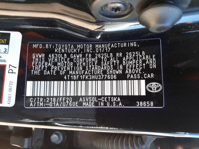 Photo 9 VIN: 4T1BF1FK3HU377606 - TOYOTA CAMRY LE 