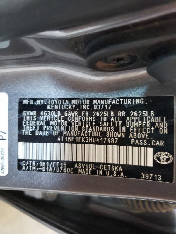 Photo 9 VIN: 4T1BF1FK3HU417487 - TOYOTA CAMRY LE 