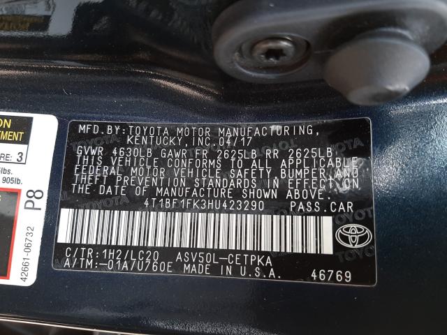 Photo 9 VIN: 4T1BF1FK3HU423290 - TOYOTA CAMRY LE 