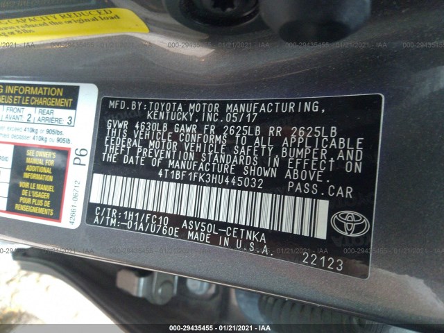 Photo 8 VIN: 4T1BF1FK3HU445032 - TOYOTA CAMRY 