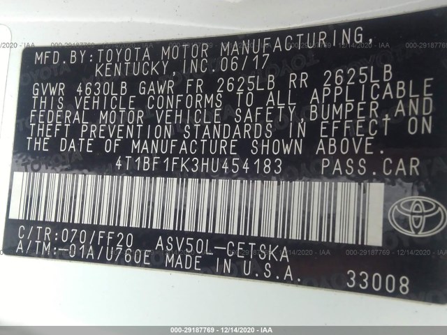 Photo 8 VIN: 4T1BF1FK3HU454183 - TOYOTA CAMRY 