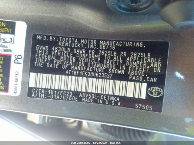 Photo 8 VIN: 4T1BF1FK3HU623537 - TOYOTA CAMRY 