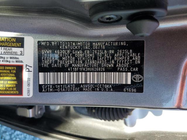 Photo 9 VIN: 4T1BF1FK3HU626826 - TOYOTA CAMRY LE 