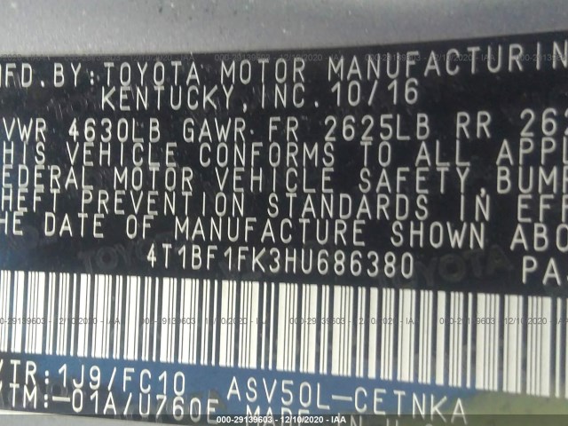 Photo 8 VIN: 4T1BF1FK3HU686380 - TOYOTA CAMRY 