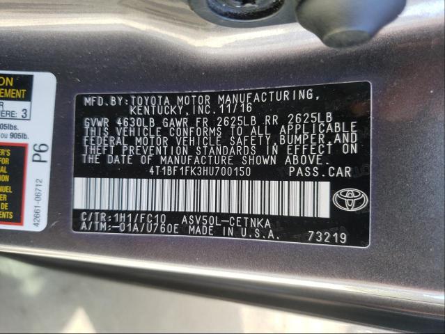 Photo 9 VIN: 4T1BF1FK3HU700150 - TOYOTA CAMRY LE 