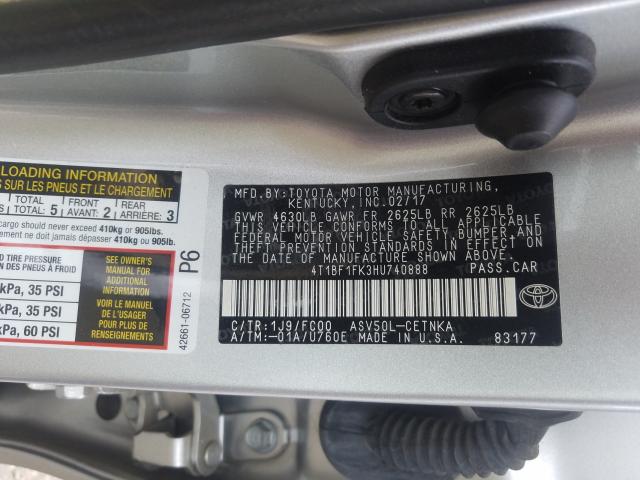 Photo 9 VIN: 4T1BF1FK3HU740888 - TOYOTA CAMRY LE 