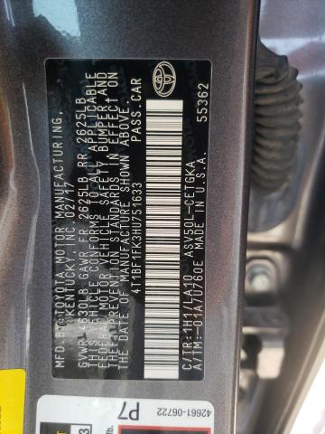 Photo 12 VIN: 4T1BF1FK3HU751633 - TOYOTA CAMRY LE 