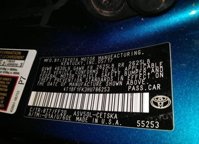 Photo 8 VIN: 4T1BF1FK3HU786253 - TOYOTA CAMRY 