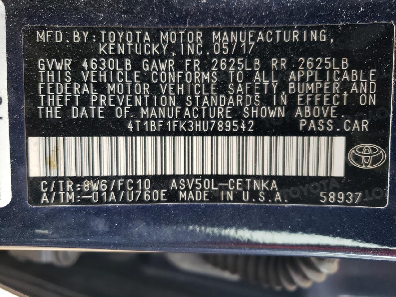 Photo 12 VIN: 4T1BF1FK3HU789542 - TOYOTA CAMRY 