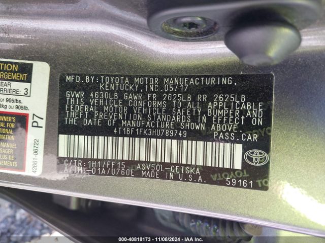 Photo 8 VIN: 4T1BF1FK3HU789749 - TOYOTA CAMRY 