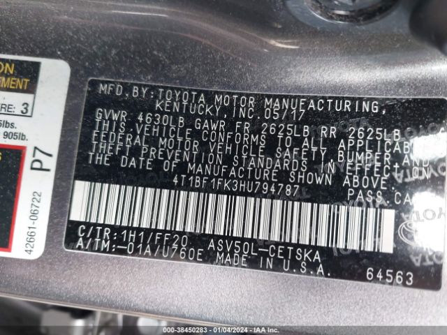 Photo 8 VIN: 4T1BF1FK3HU794787 - TOYOTA CAMRY 