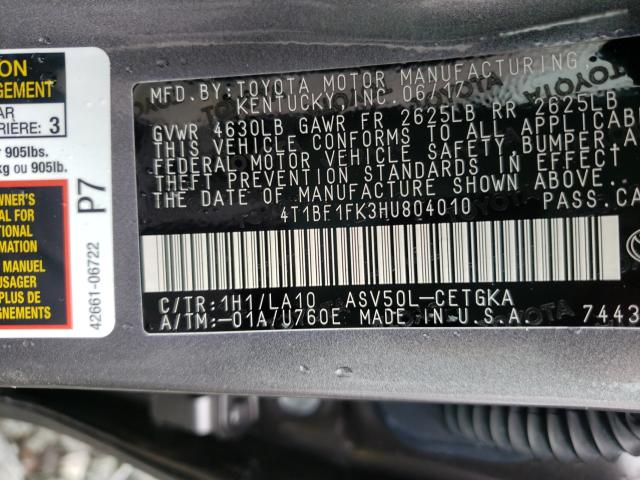 Photo 9 VIN: 4T1BF1FK3HU804010 - TOYOTA CAMRY LE 