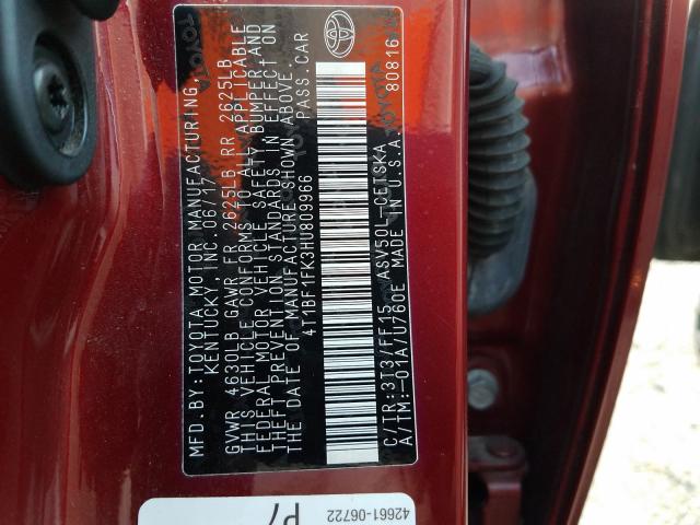 Photo 9 VIN: 4T1BF1FK3HU809966 - TOYOTA CAMRY LE 