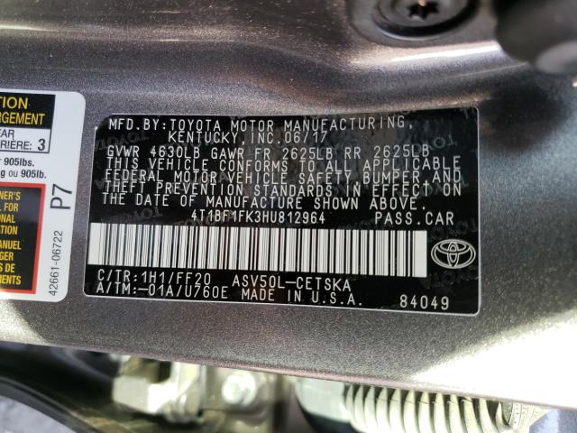 Photo 9 VIN: 4T1BF1FK3HU812964 - TOYOTA CAMRY LE 